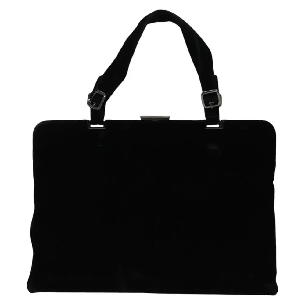 PRADA Hand Bag Velor Black Silver - Picture 3 of 12
